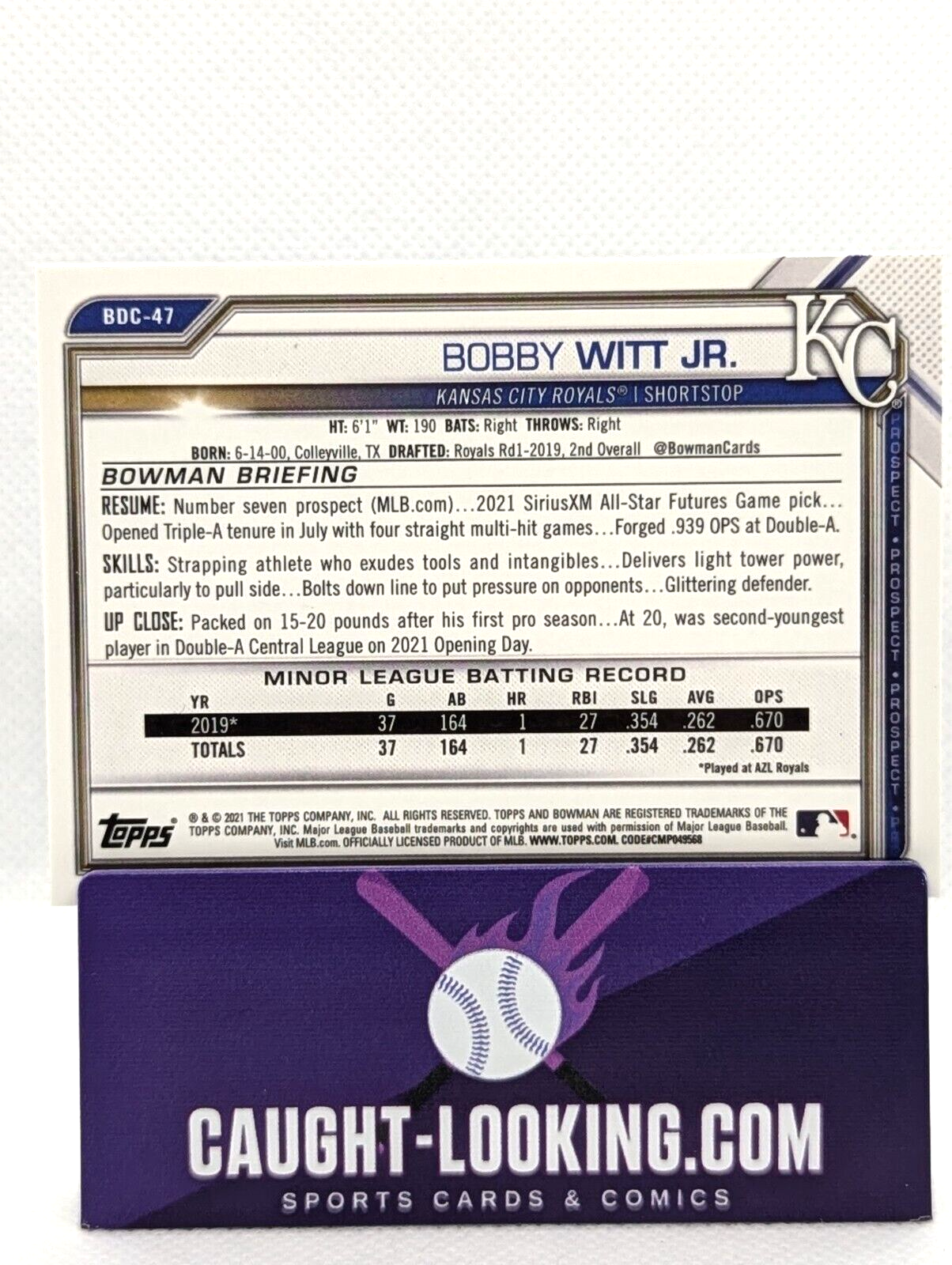 Bobby Witt Jr - 2021 Bowman Draft - Chrome #BDC-47 (RC)