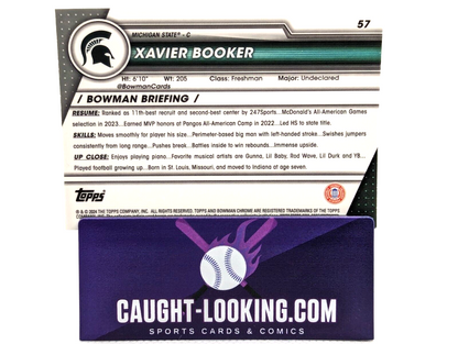 2023-24 Bowman Chrome U Sapphire Xavier Booker #57 1st Michigan State