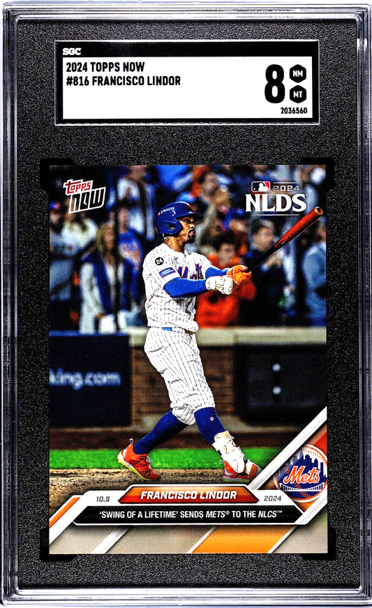 Francisco Lindor - 2024 Topps Now NLDS #816 - Mets - Swing of a Lifetime SGC 8