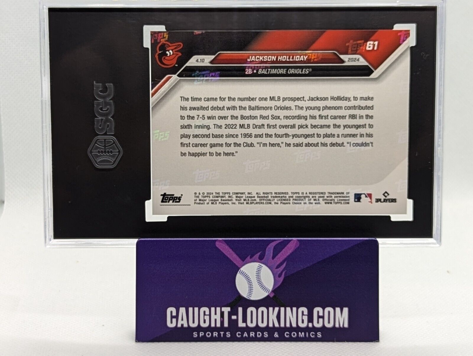 Jackson Holiday - 2024 Topps NOW #61 MLB Debut SGC 9.5