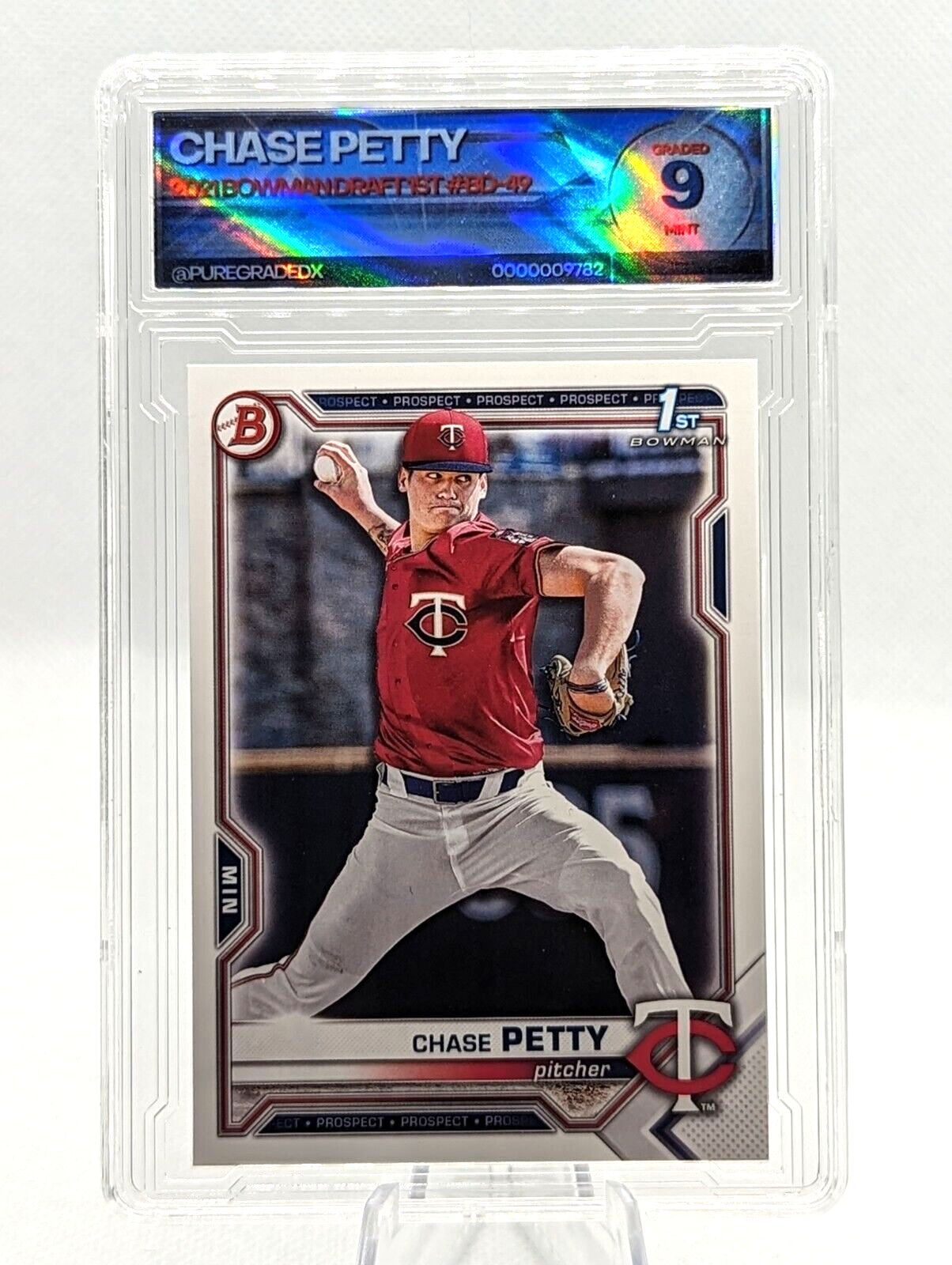 Chase Petty #BD-49 2021 Bowman Draft 1st Bowman Twins Graded 9