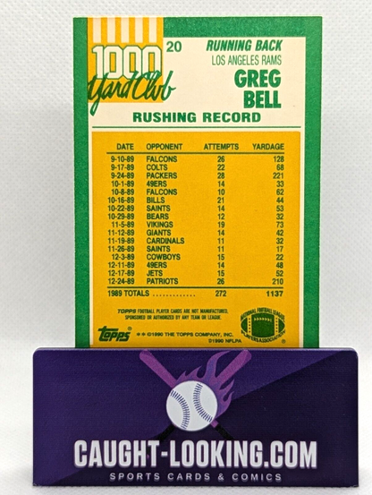 Greg Bell #20 1990 Topps 1000 Yard Club