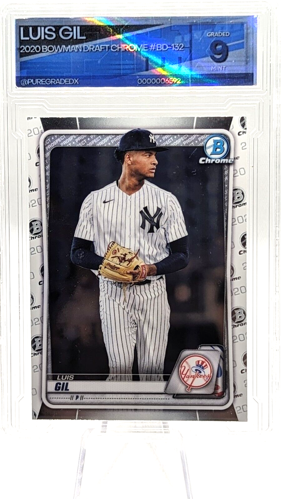 Luis Gil Chrome #BD-132 2020 Bowman Draft NY Yankees Graded 9