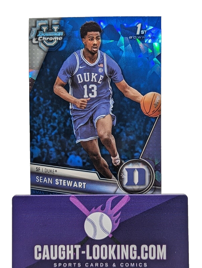 2023-24 Bowman Chrome U Sapphire Sean Stewart #21 1st Duke Blue Devils