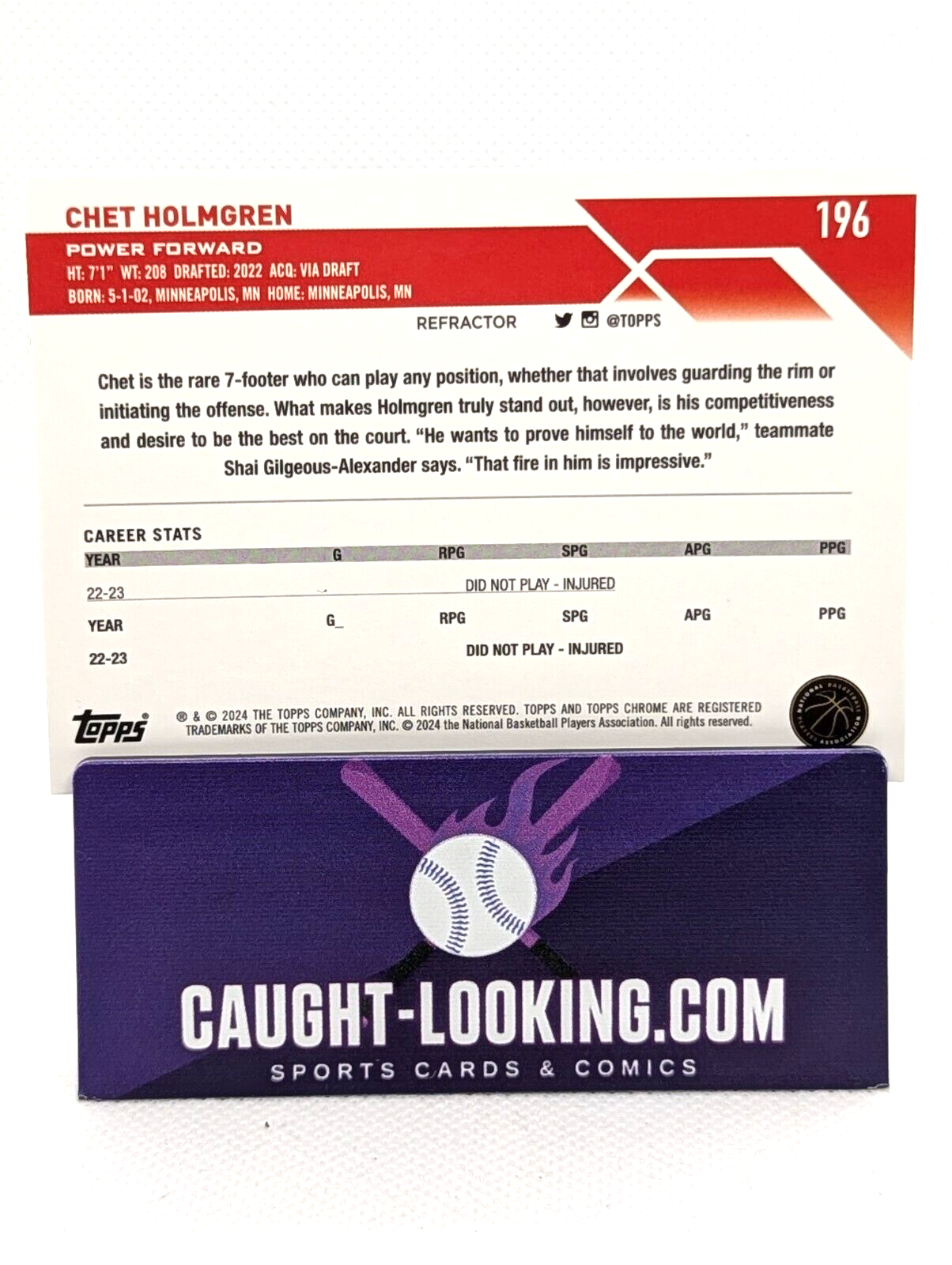 2024 Topps Chrome Basketball #196 Chet Holmgren Silver Refractor