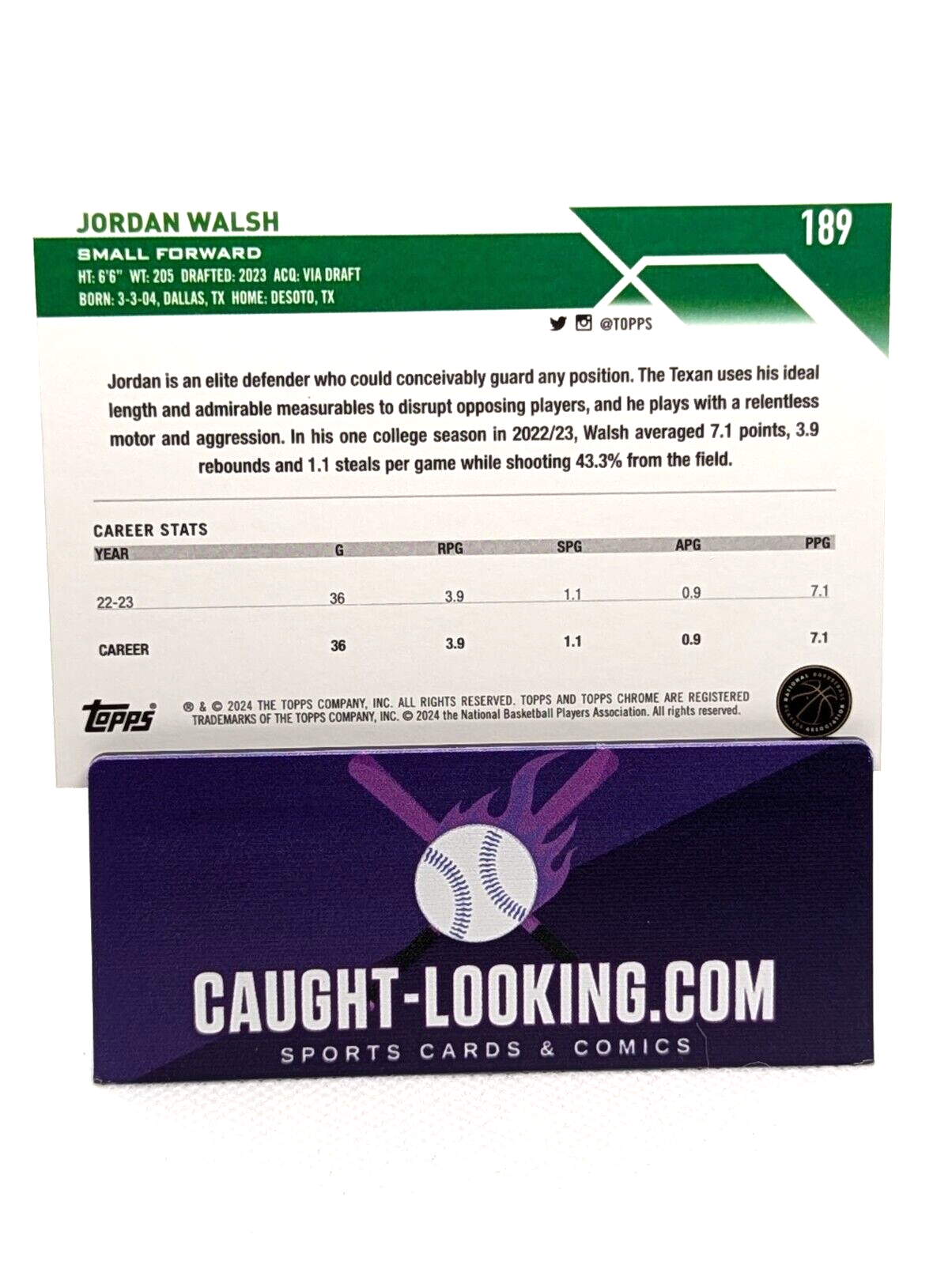 2023-24 Topps Chrome - #189 Jordan Walsh (RC)