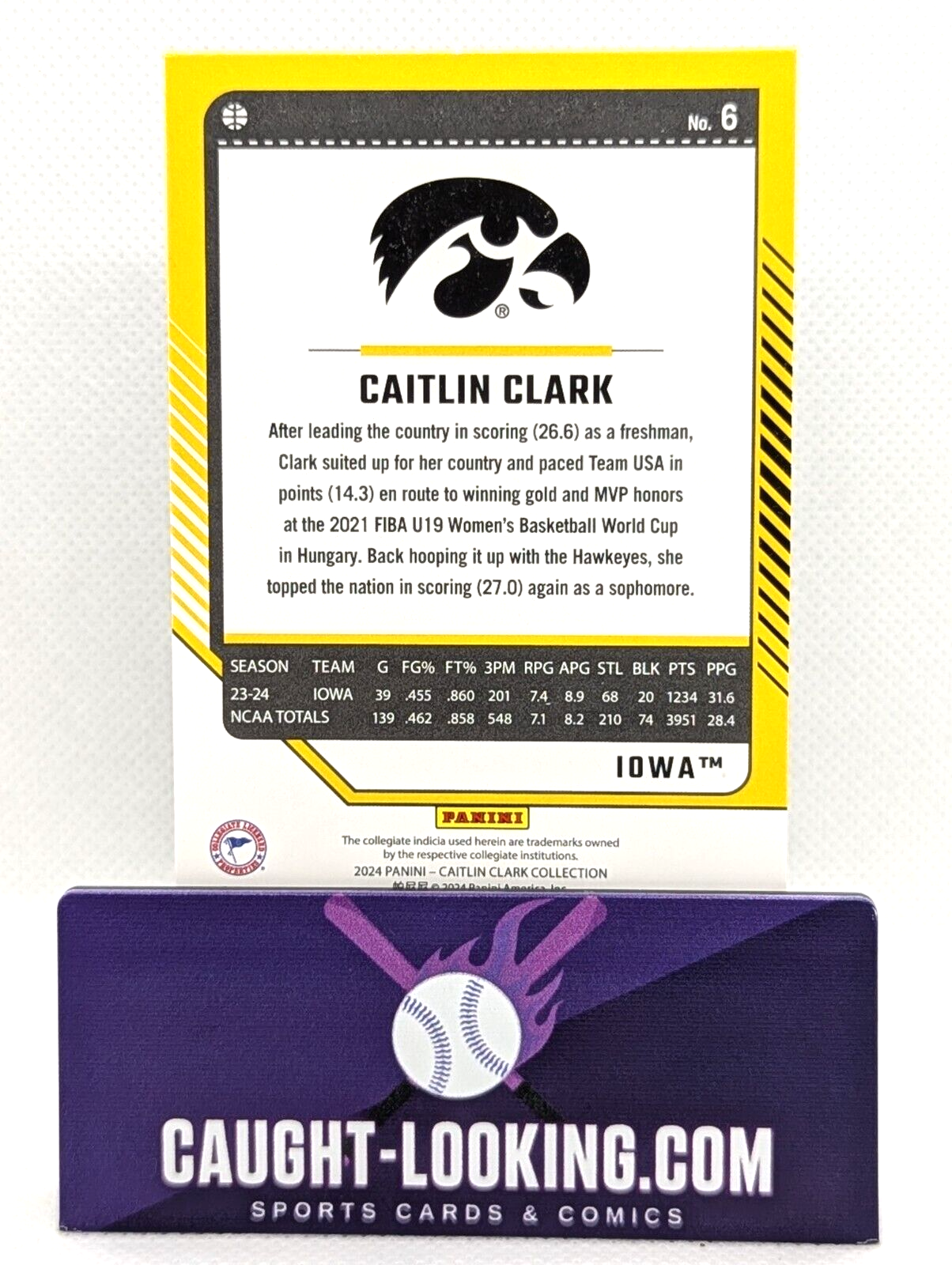 2024 Panini Caitlin Clark Collection - Base Donruss Panini #6 Caitlin Clark RC