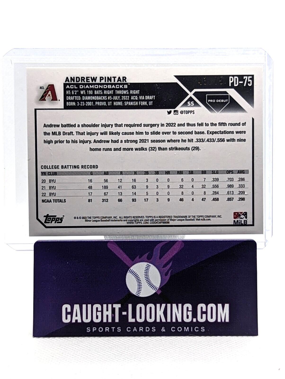 Andrew Pintar [Aqua] #PD-75 2023 Topps Pro Debut Diamondbacks /75