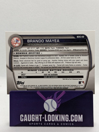 Brandon Mayea - 2023 Bowman Draft Chrome #BDC-66 New York Yankees