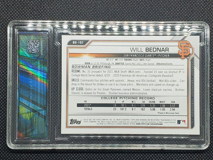 Will Bednar #BD-197 2021 Bowman Draft SF Giants 1st Bowman Graded 9