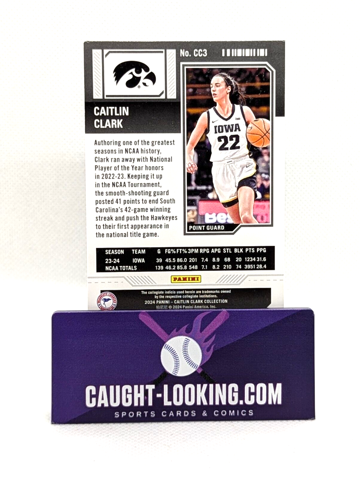 2024 Panini Caitlin Clark Collection Iowa CC3 Contenders Season Ticket