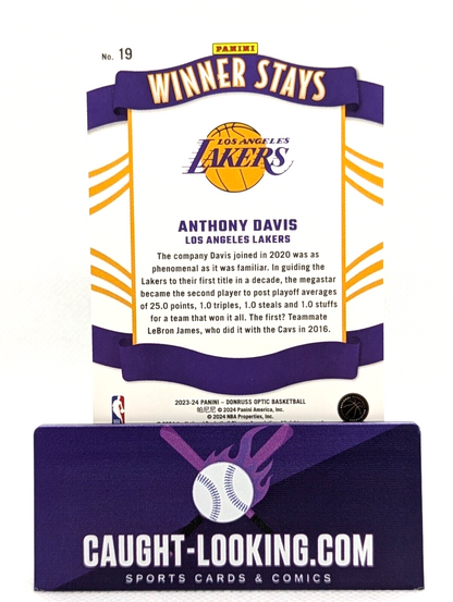 2023-24 Panini Donruss Optic - Winner Stays Purple Prizm #19 Anthony Davis