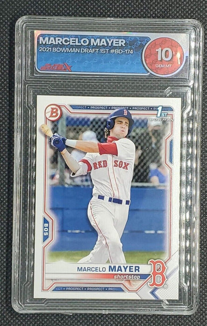 Marcelo Mayer BD-174 2021 Bowman Draft 1ST Prospect Boston Red Sox Graded 10