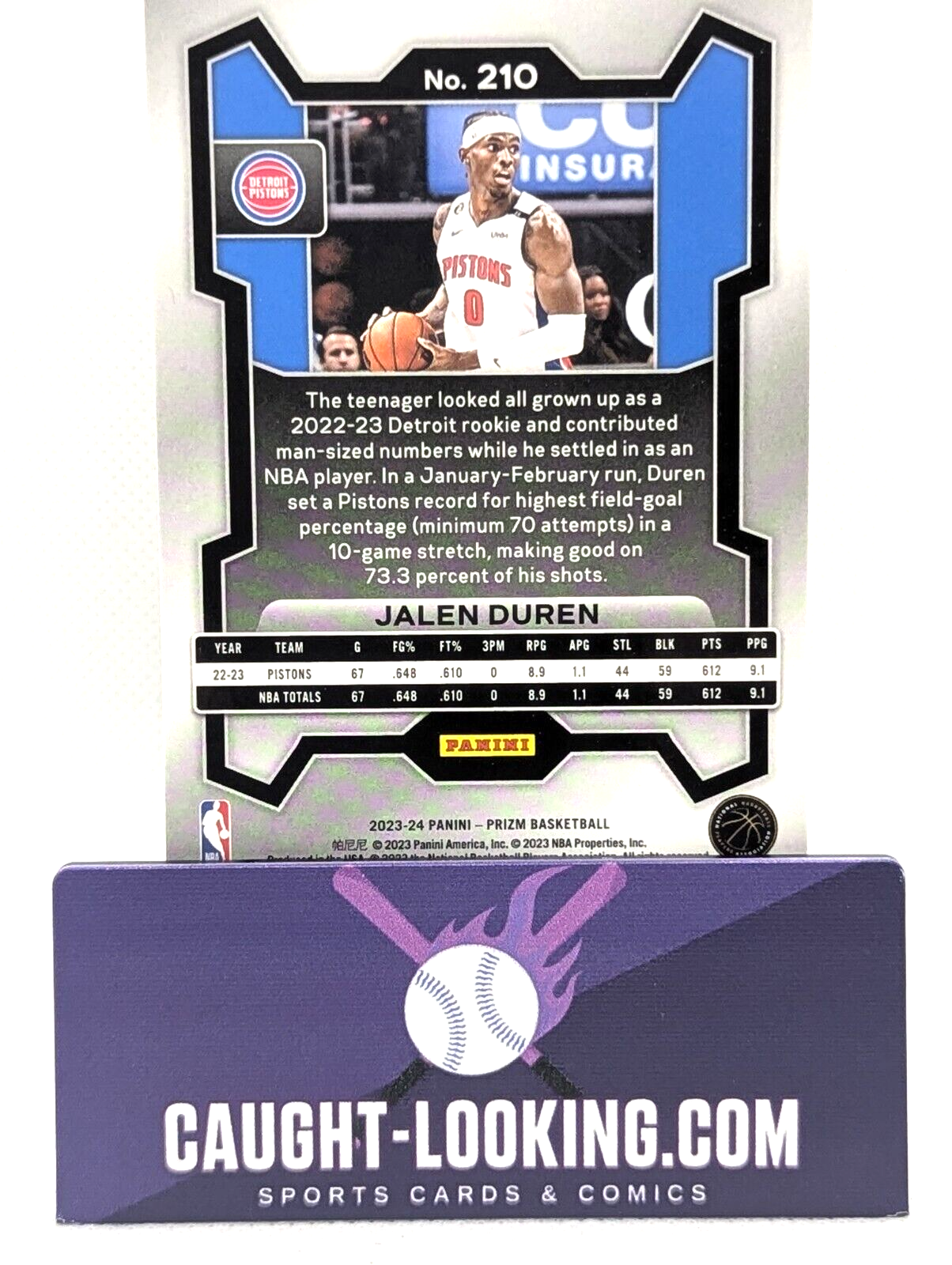 Jalen Duren #210 2023-24 Panini Prizm Detroit Pistons