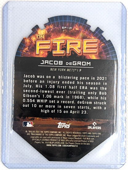 Jacob DeGrom #EF-19 2022 Topps Fire En Fuego Mets