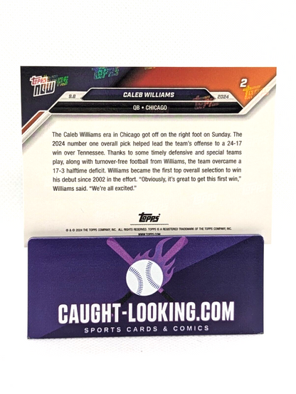 Caleb Williams - 2024 TOPPS NOW Football Card #2 RC - 1st WIN Debut