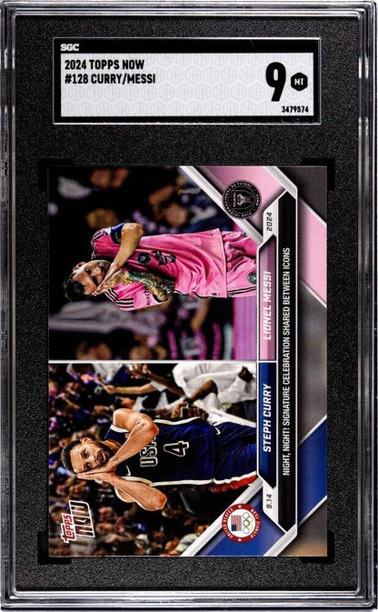 Steph Curry & Lionel Messi - 2024 Topps NOW #128 - SGC 9 - Mint