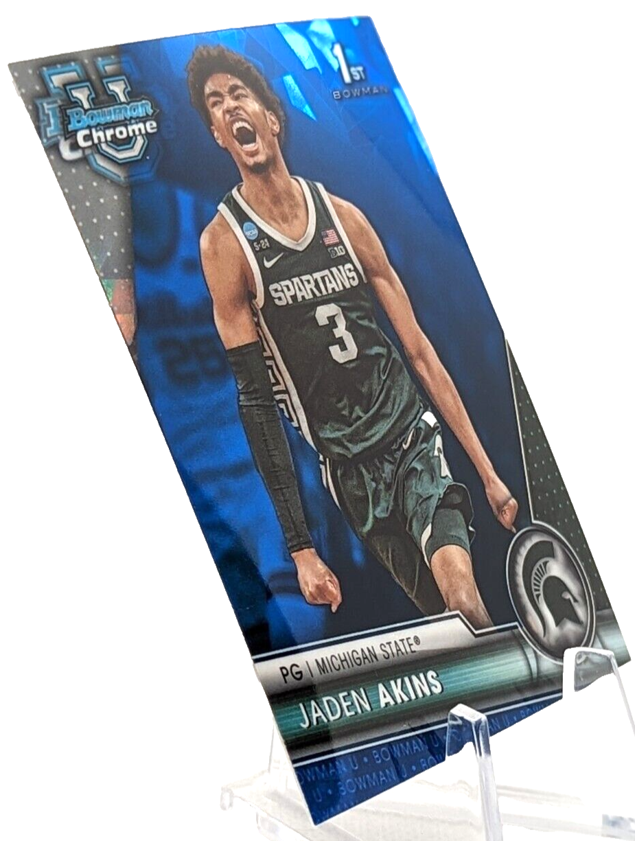 2023-24 Bowman Chrome U Sapphire Jaden Akins 1st #36 Michigan State