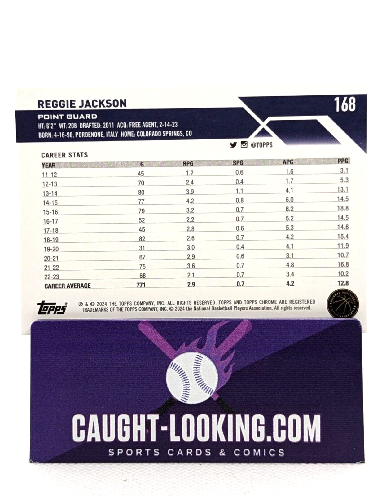 2023-24 Topps Chrome Reggie Jackson Pink Refractor #168