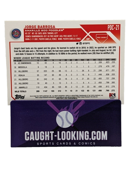 2023 Pro Debut Chrome Base #PDC-21 Jorge Barrosa - Amarillo Sod Poodles