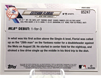 Estevan Florial #US247 [Rookie] 2021 Topps Update NY Yankees RC