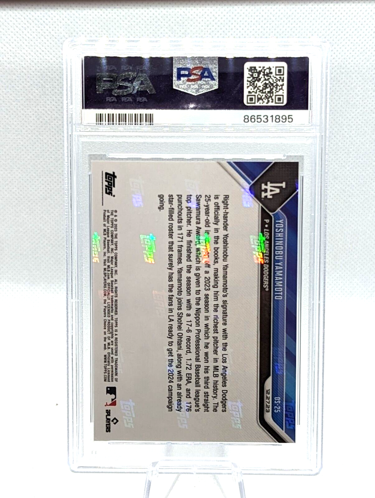 Yoshinobu Yamamoto 2023 Topps NOW Offseason #OS25 PSA 10