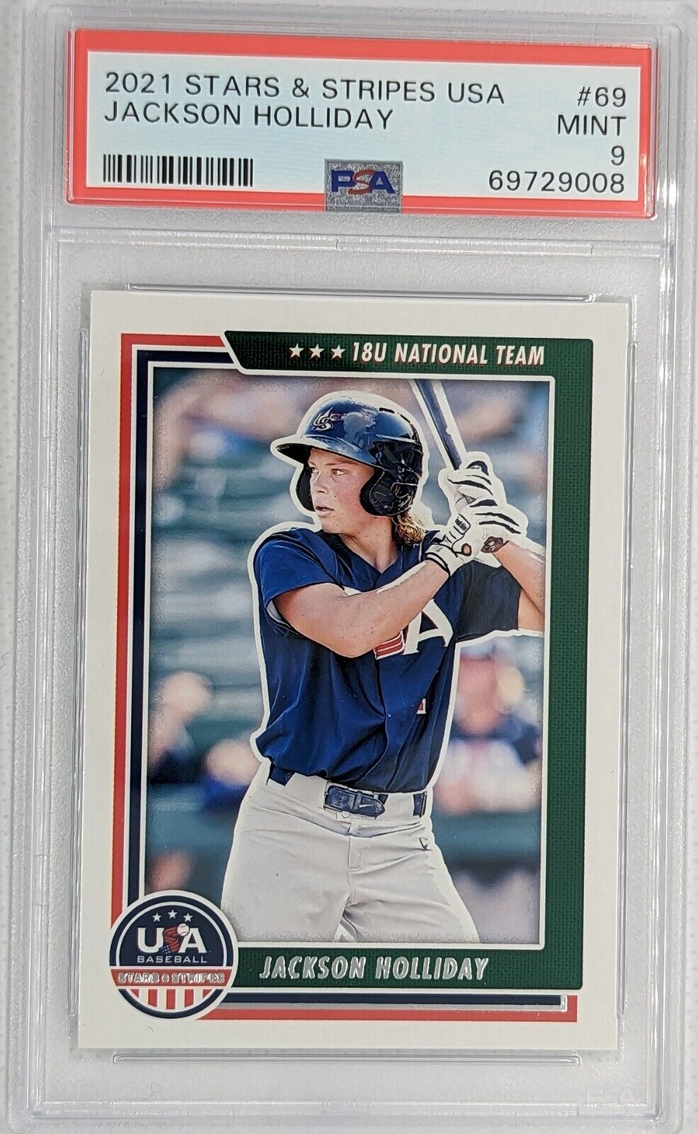 Jackson Holliday PSA 9 2021 Stars & Stripes #69 MLB Draft #1 Pick
