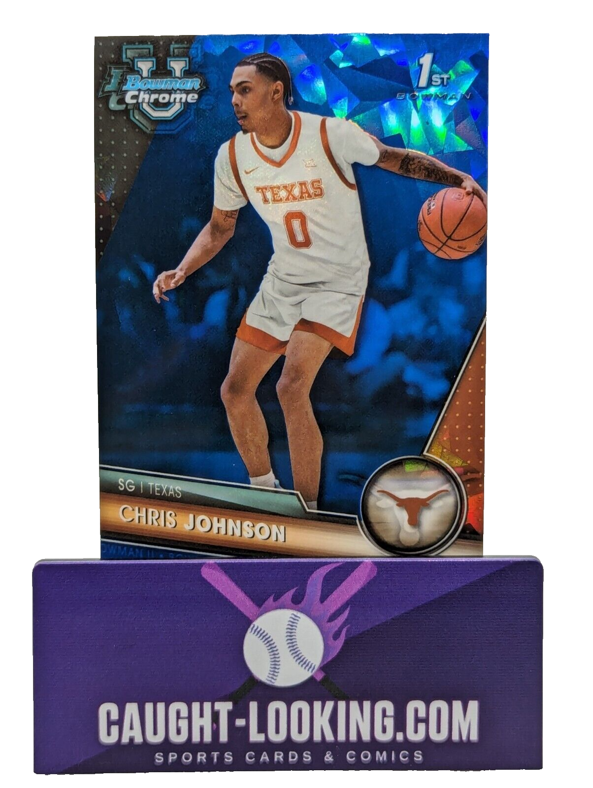 2023-24 Bowman Chrome U Sapphire Chris Johnson #39 Texas