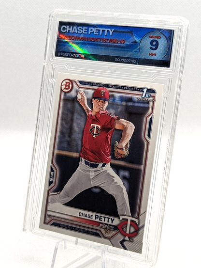 Chase Petty #BD-49 2021 Bowman Draft 1st Bowman Twins Graded 9