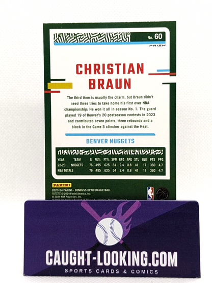 Christian Braun [Hyper Pink] #60 2023 Donruss Optic Denver Nuggets