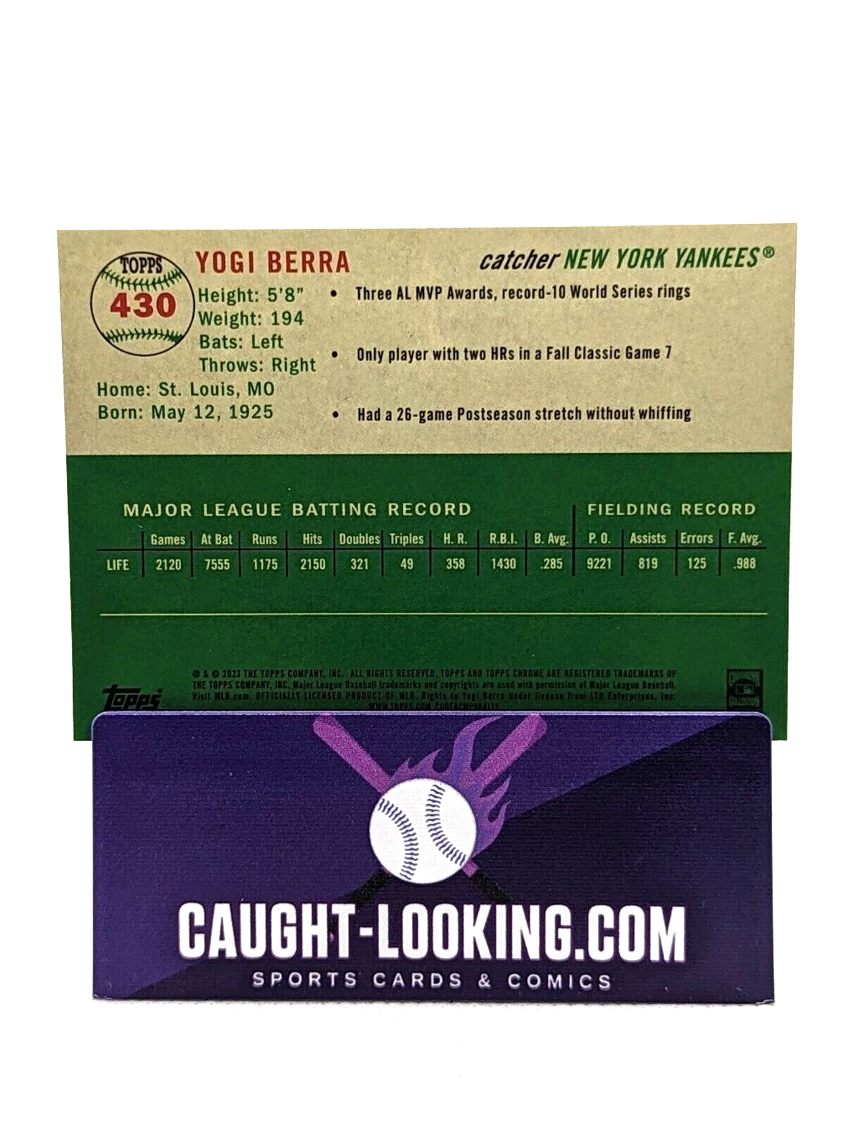 Yogi Berra - 2023 Topps Chrome Platinum Anniversary #430 NY Yankees