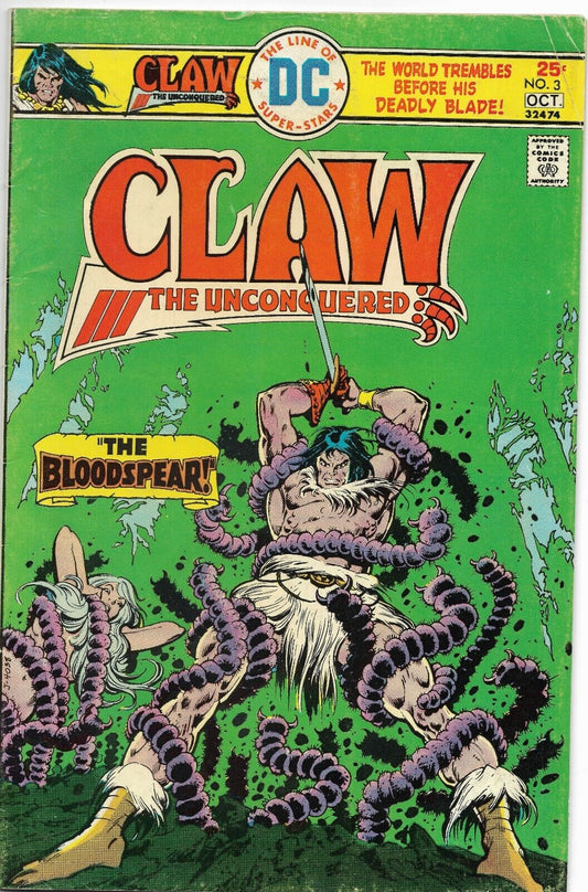 Claw The Unconquered #3 - 1975 DC Comic - "The Bloodspear"