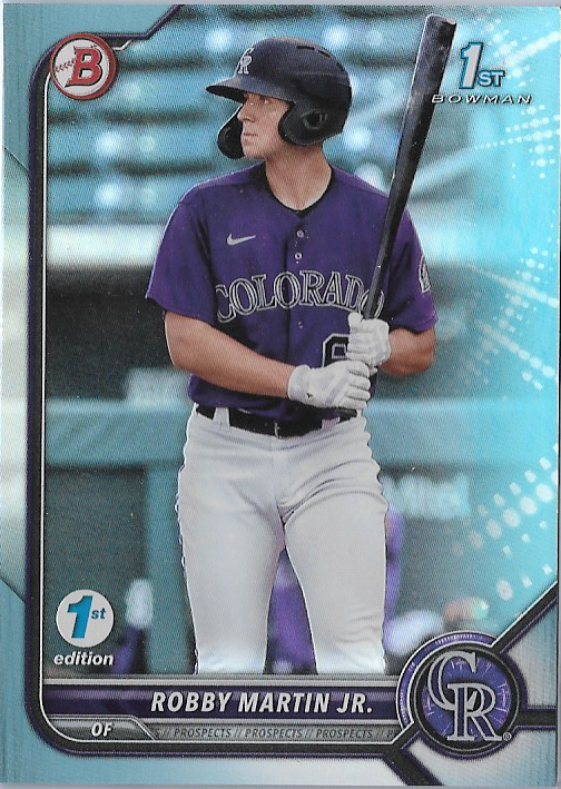 Robby Martin Jr Sky Blue Foil #BPPF-43 2022 Bowman 1st Edition Rockies