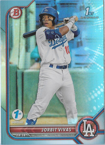 Jorbit Vivas Sky Blue Foil #BPPF-24 2022 Bowman 1st Edition LA Dodgers
