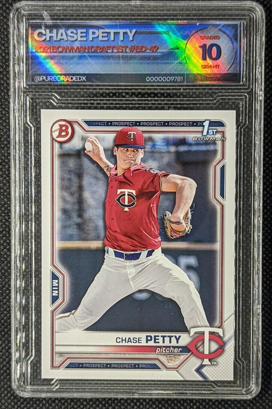 Chase Petty #BD-49 2021 Bowman Draft 1st Bowman Twins Graded 10