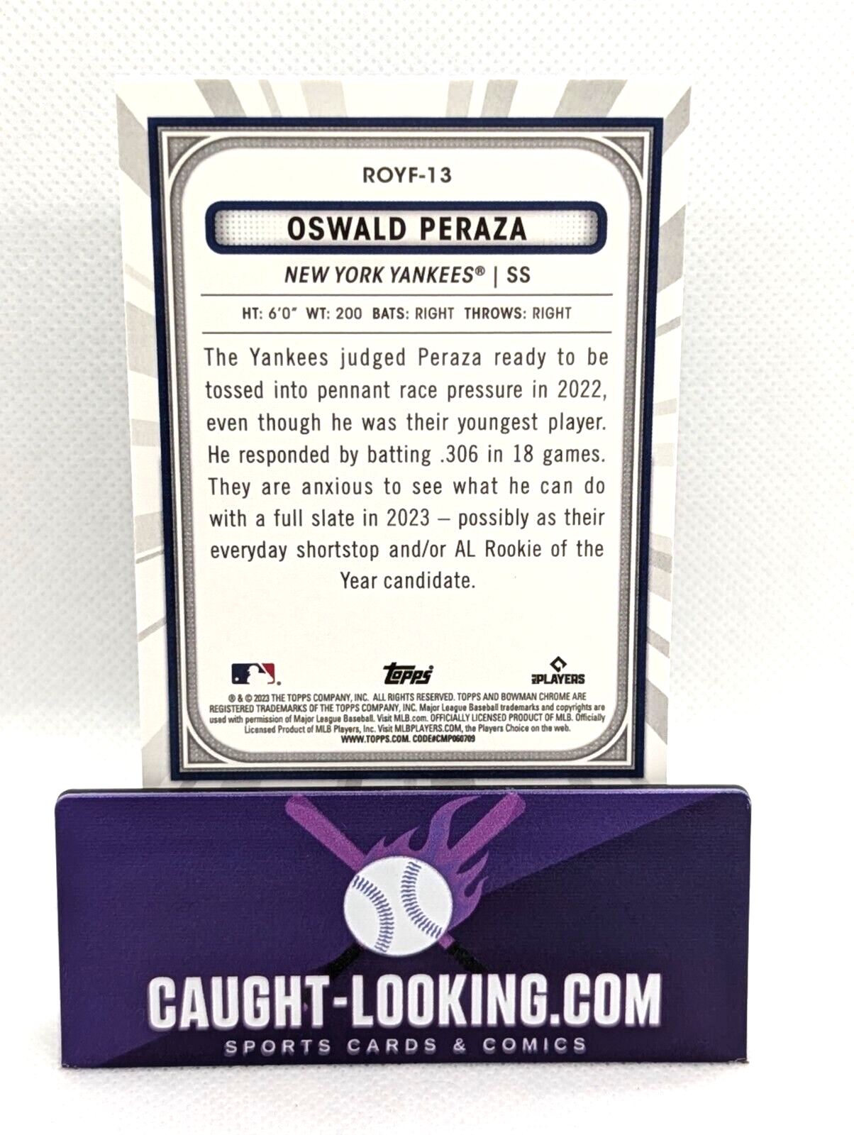 2023 Bowman - Rookie of the Year Favorites #ROYF-13 Oswald Peraza (RC) 3-Cards