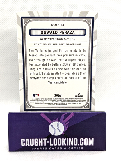 2023 Bowman - Rookie of the Year Favorites #ROYF-13 Oswald Peraza (RC) 3-Cards