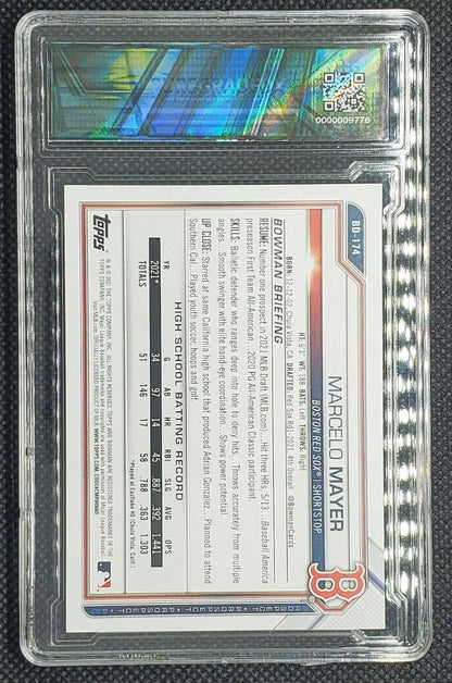 Marcelo Mayer BD-174 2021 Bowman Draft 1ST Prospect Boston Red Sox Graded 10