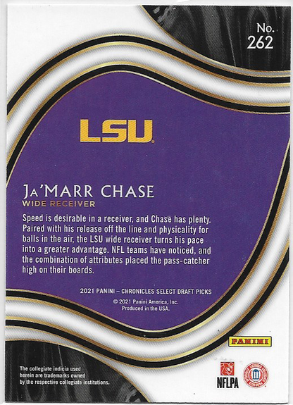 Ja'Marr Chase #262 2021 Chronicles Select Draft Picks Field Level Rookie RC
