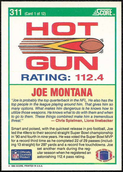 Joe Montana #311 1990 Panini Score San Fransico 49ers