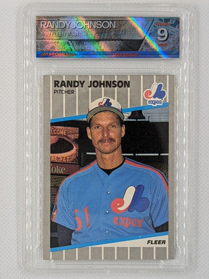 Randy Johnson- 1989 Fleer Rookie Card #381 - Ad Completely Blacked Out - 9 MINT