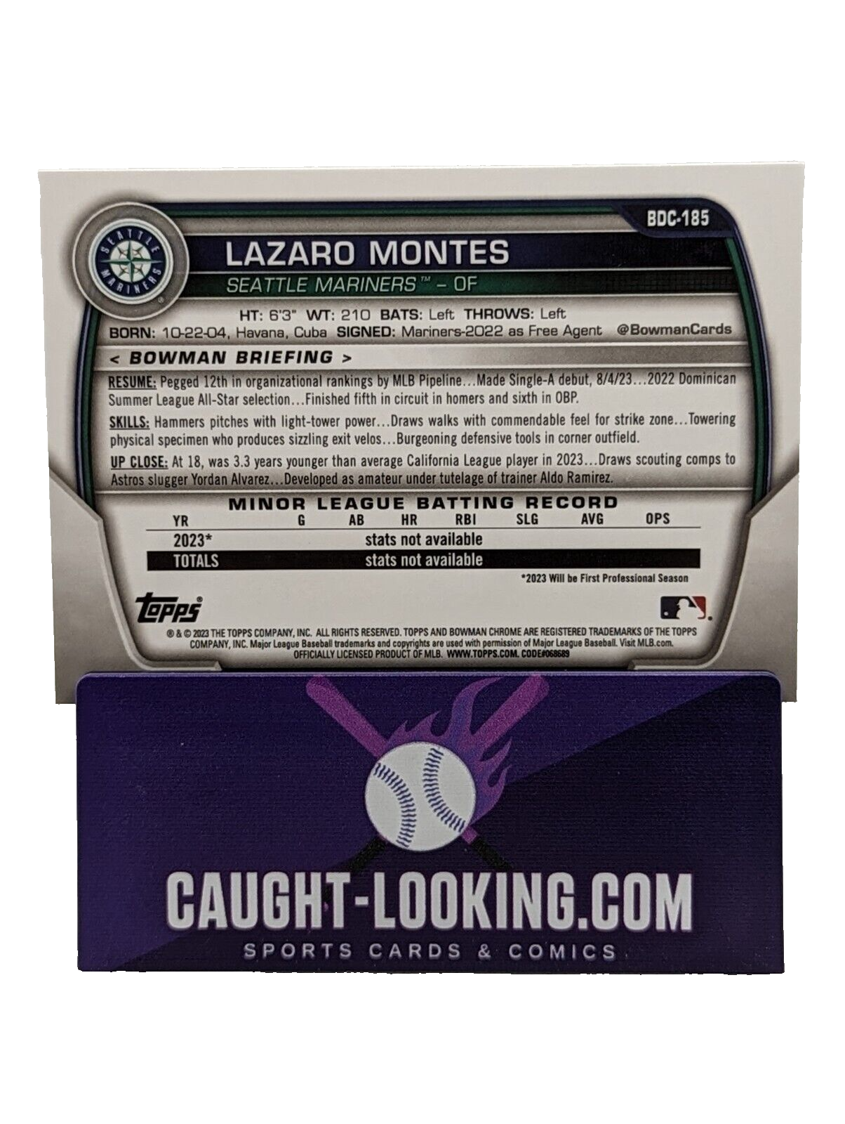 Lazaro Montes - 2023 Bowman Draft Chrome #BDC-185  Mariners Prospect