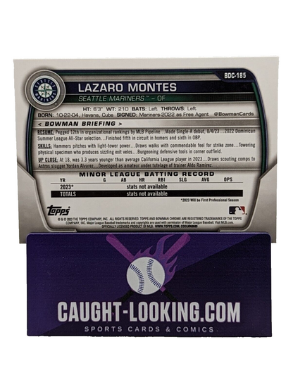 Lazaro Montes - 2023 Bowman Draft Chrome #BDC-185  Mariners Prospect
