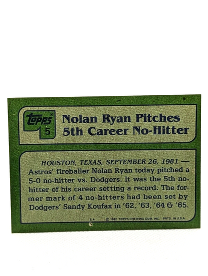 1982 Topps Nolan Ryan HIGHLIGHT #5 - Houston Astros