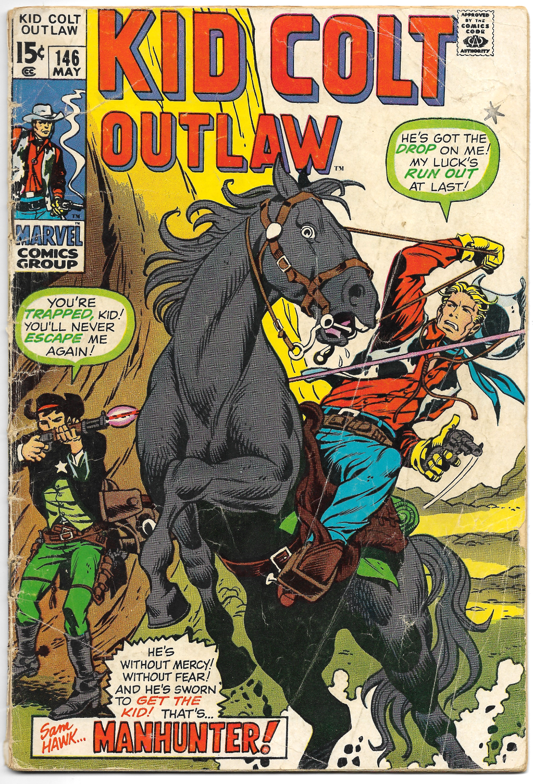 Kid Colt Outlaw #146 "Sam Hawk, Manhunter!" 1970 Marvel Comics