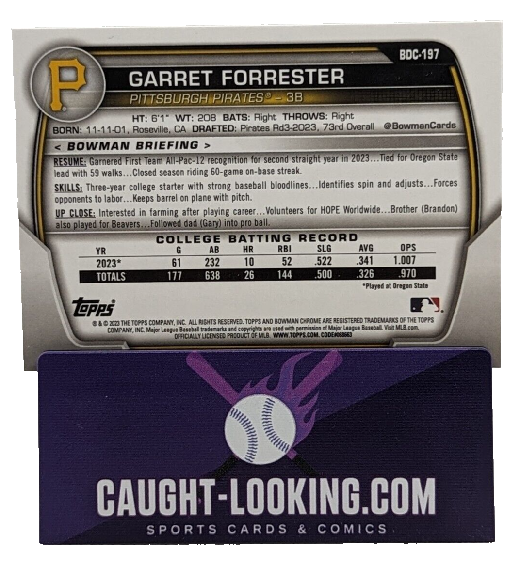 Garret Forrester - 2023 Bowman Draft #BDC-197 1st Chrome Prospect