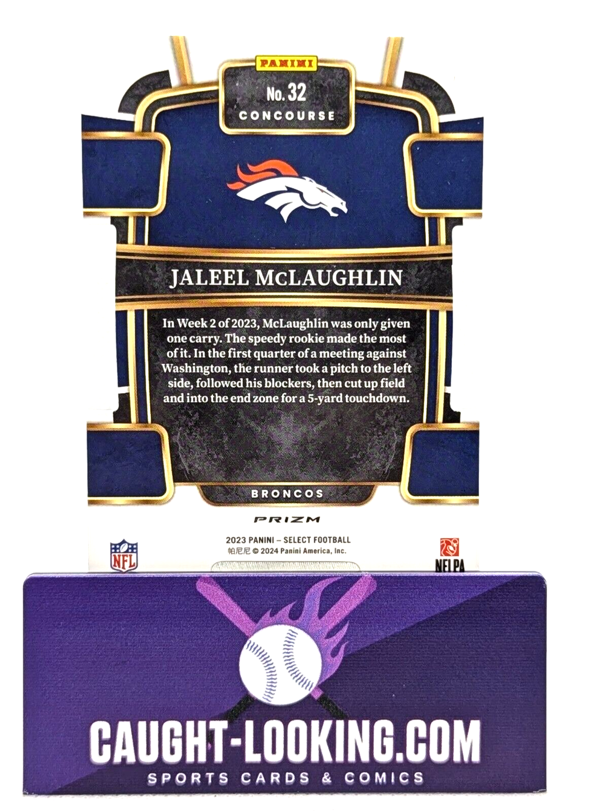 Jaleel McLaughlin - 2023 Panini Select Prizm Rookie Card #32 RC