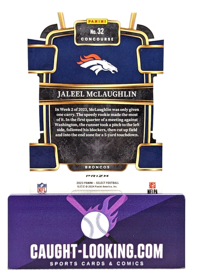 Jaleel McLaughlin - 2023 Panini Select Prizm Rookie Card #32 RC
