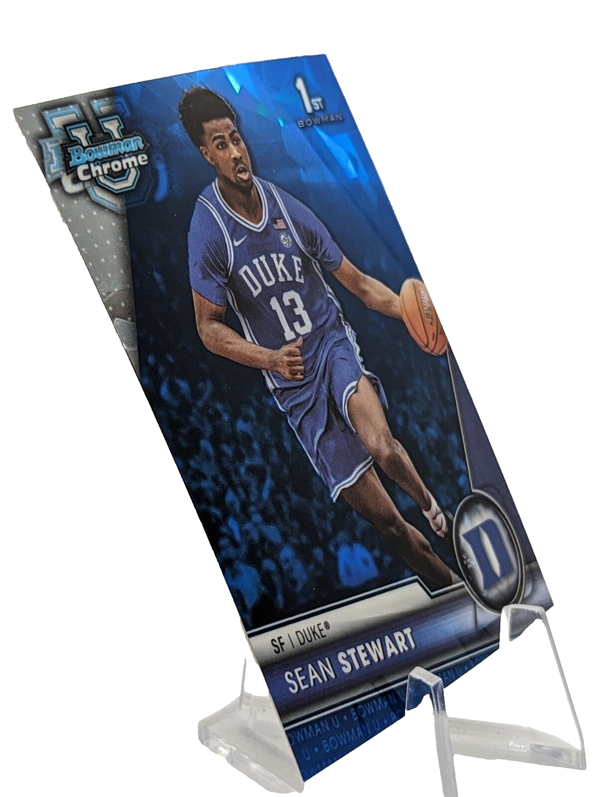 2023-24 Bowman Chrome U Sapphire Sean Stewart #21 1st Duke Blue Devils
