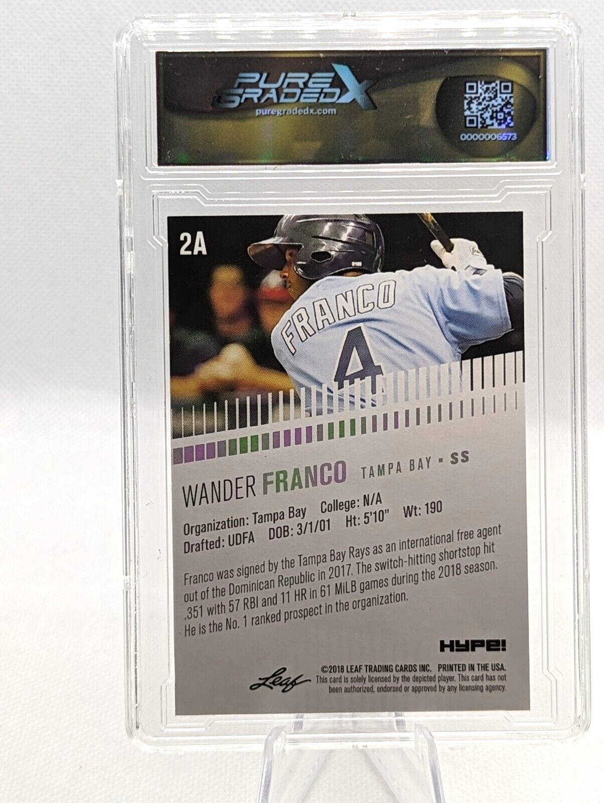 Wander Franco 2018 Leaf "1st Ever Printed" Hype RC #2A Rays Graded 9.5